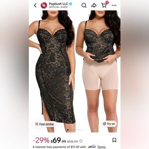 Chic Black Lace Midi Dress with Nude Shapewear